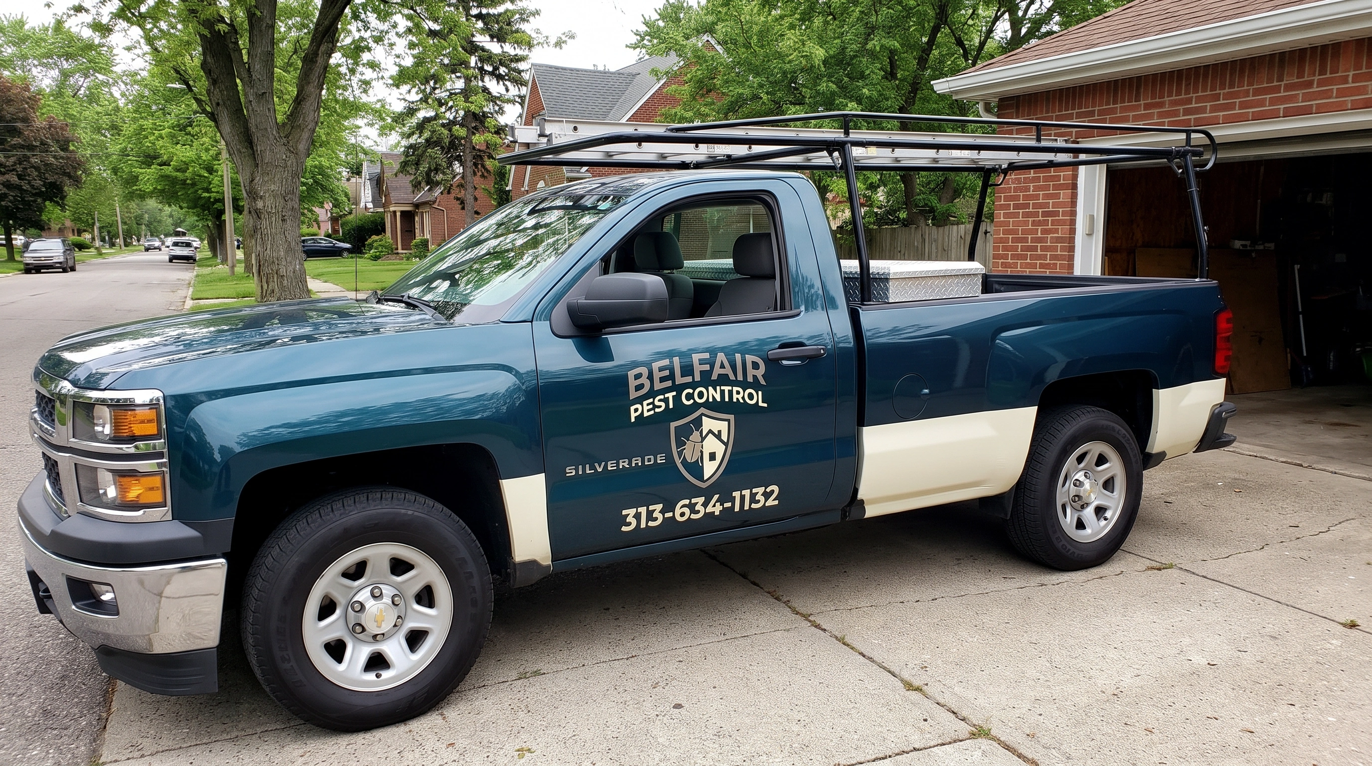 Belfair Pest Control technician treating a Detroit area property